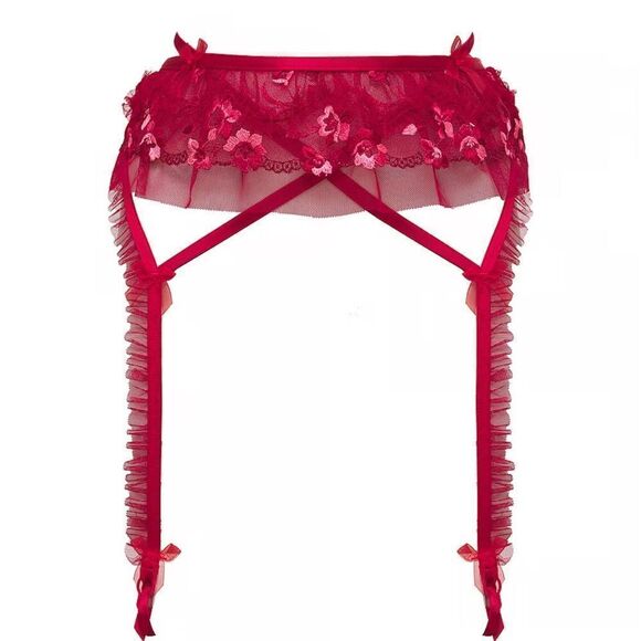 For Love and Lemons Evie Garter Belt in Red - Picture 6 of 7
